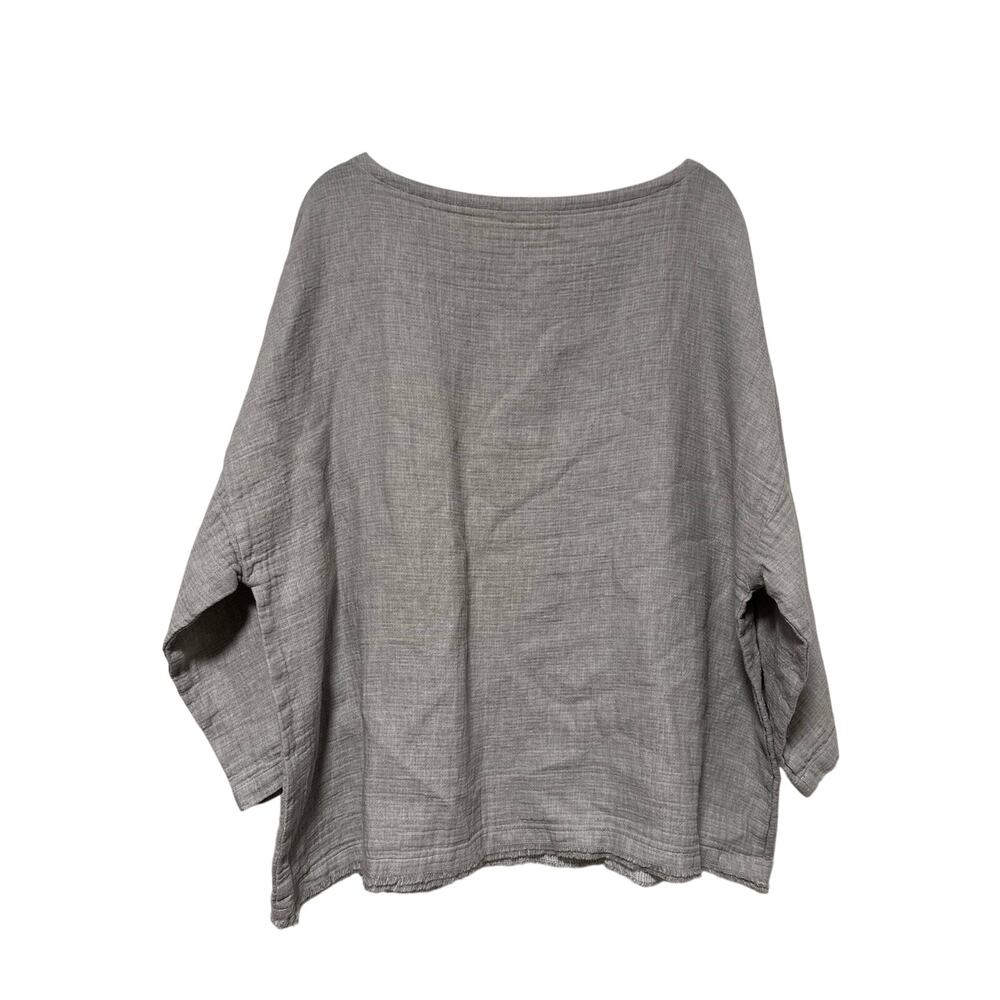 Eileen Fisher Organic Linen Cotton Gray Boxy Top Women’s XL 3/4 Sleeve Casual - Picture 8 of 8